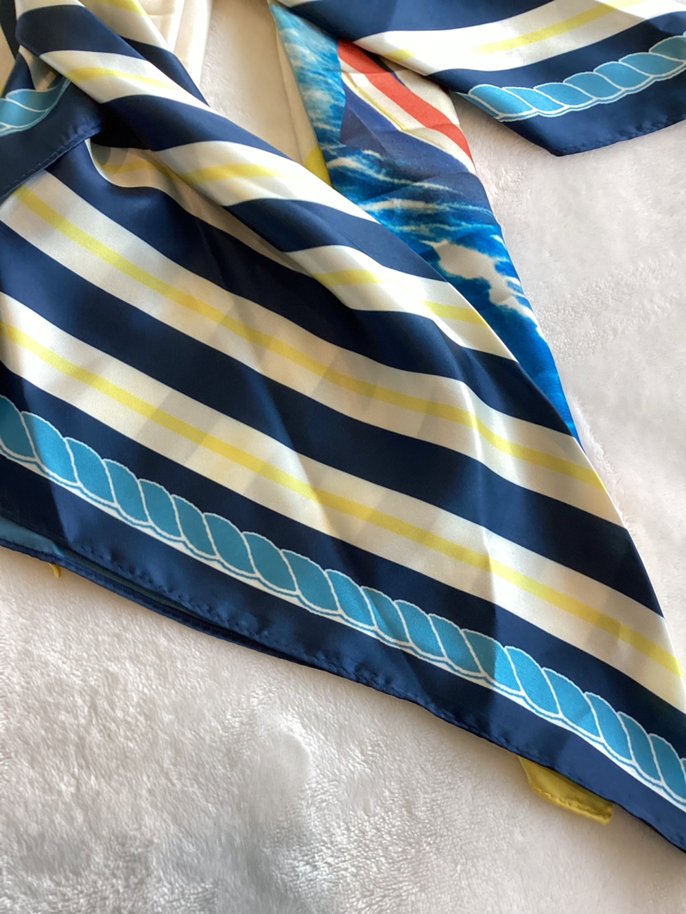 ⛵️Anthropologie Silky Scarves Head Hair Bag Scarf Set of 2 New Sailboat Nautical - Picture 5 of 10
